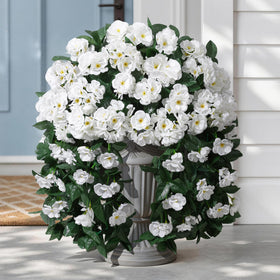 Ivydale artificial geraniums silk texture highlights natural look and feel.