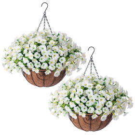 Ivydale artificial hanging baskets with 24 faux blooms brighten outdoor spaces.