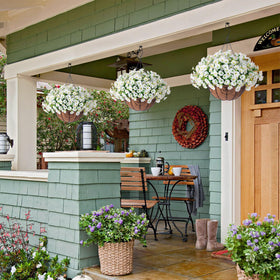 Ivydale hanging flower basket with chain shows easy outdoor setup.