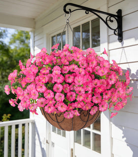 Ivydale artificial morning glory basket closeup with UV-resistant silk blooms