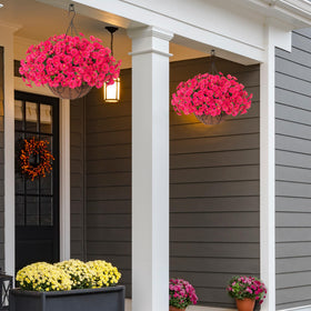 Ivydale outdoor-ready arrangement featuring UV-resistant silk flowers in a basket