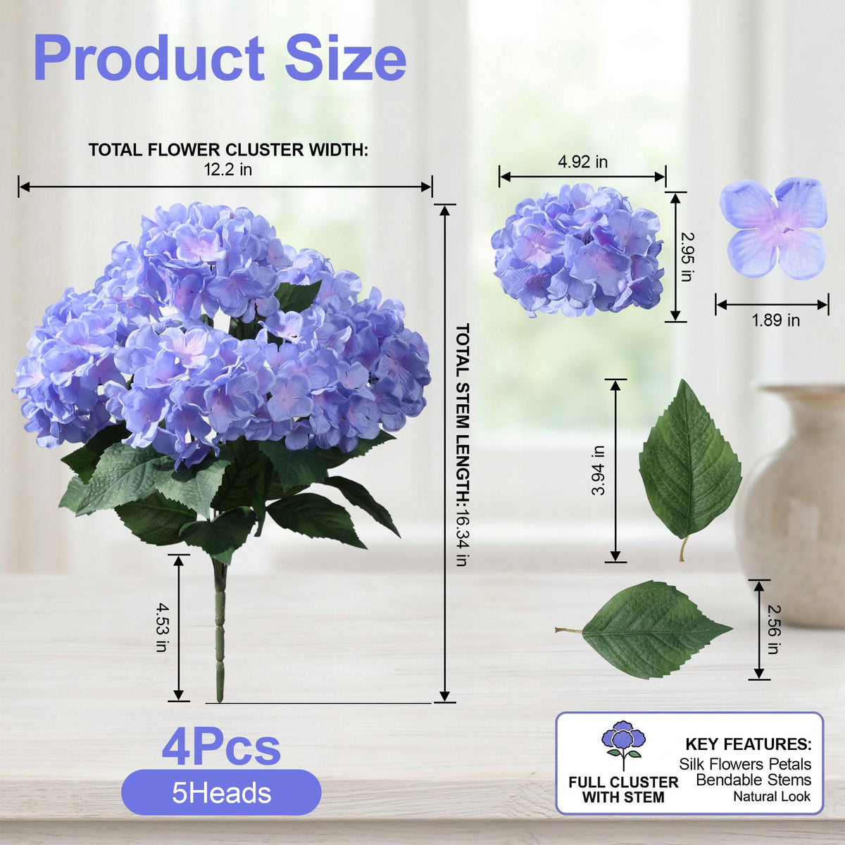 Ivydale hydrangea bouquet preview showing lifelike petals for elegant displays.