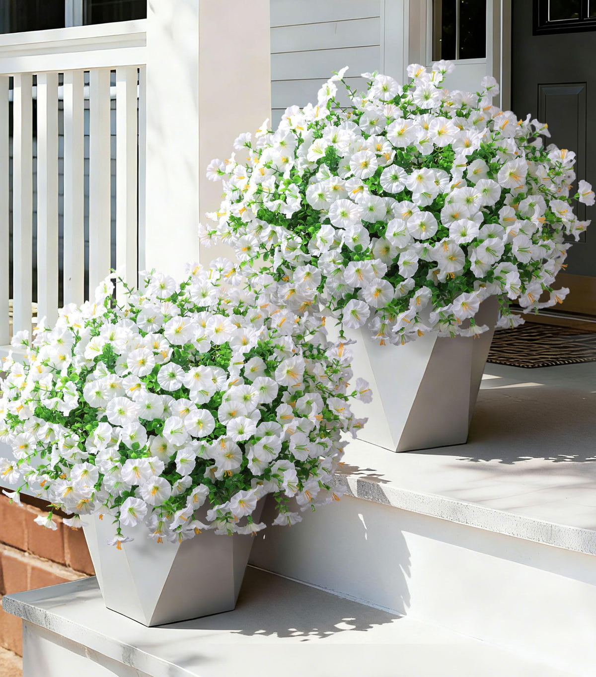 Ivydale artificial petunias outdoors in a planter for year-round color