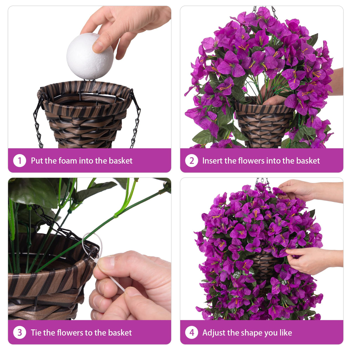 Ivydale Bougainvillea hanging basket cone demonstrates easy setup.