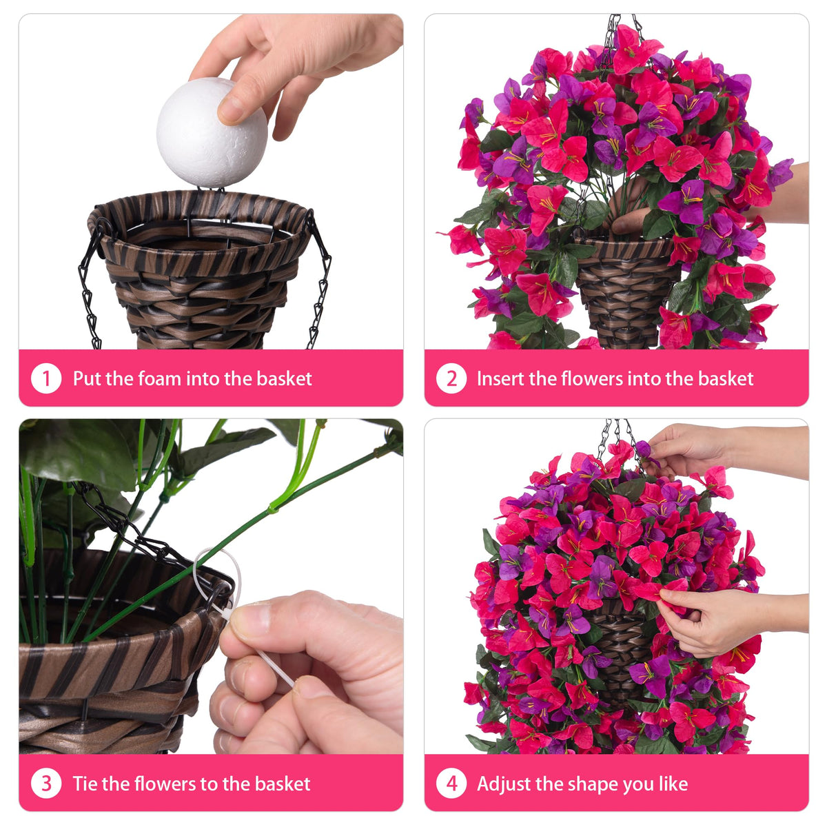 Ivydale Bougainvillea basket with metal chain ready to install on porch.