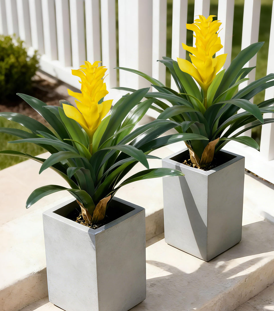 Ivydale bromeliad artificial flowers for outdoor planters brighten porches with lasting color