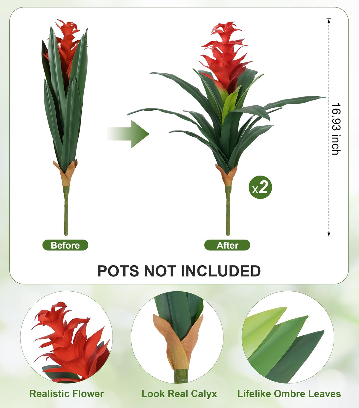 Ivydale bromeliad artificial flowers used as patio decor