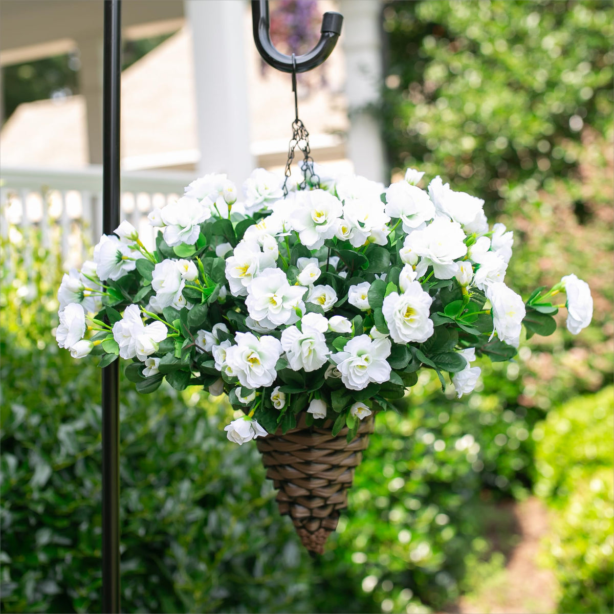 Ivydale camellia balcony faux plant brings blooms to small outdoor areas.