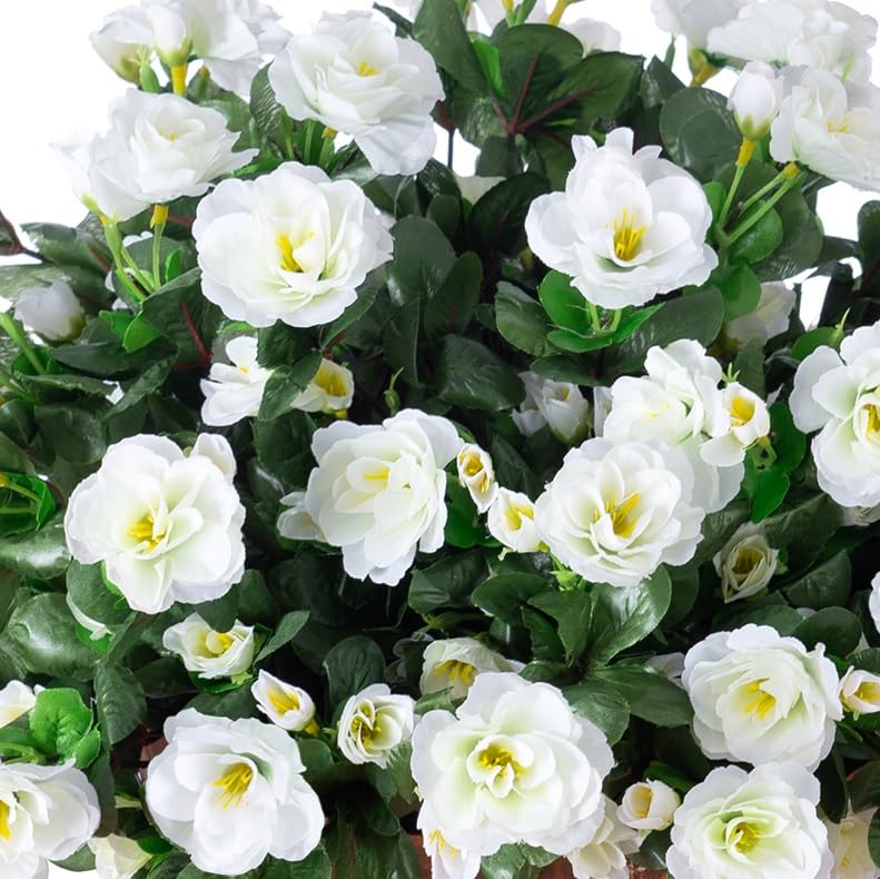 Ivydale camellia closeup faux flower highlights texture and lifelike detail.