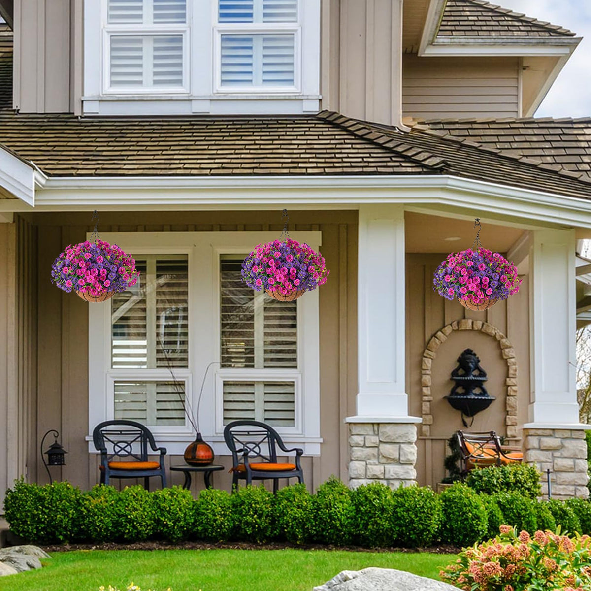Ivydale faux bloom basket with 12 bundles creates instant outdoor beauty