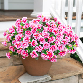 Ivydale faux camellia front door arrangement for elegant entry decor