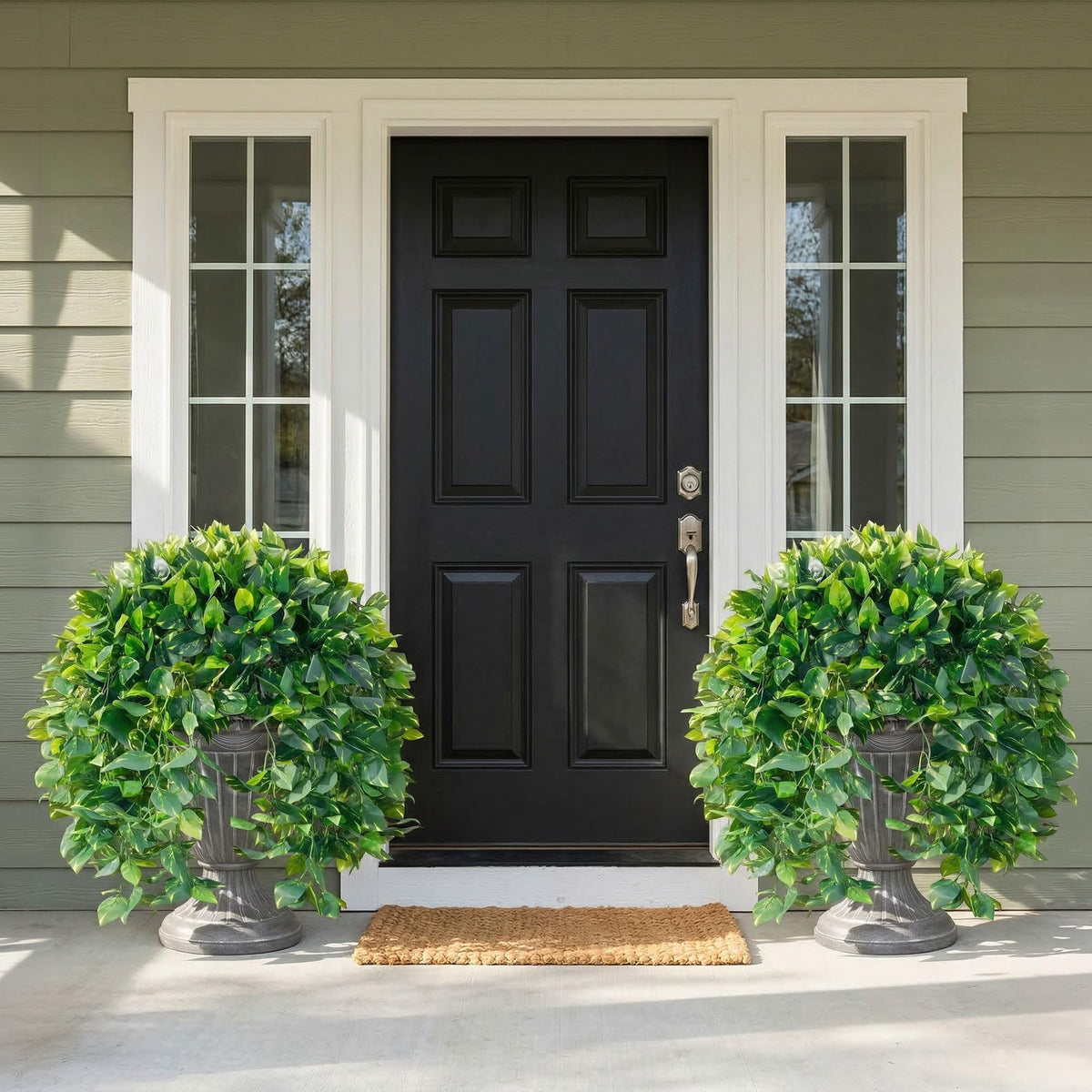 Ivydale faux pothos in a planter adds instant curb appeal.