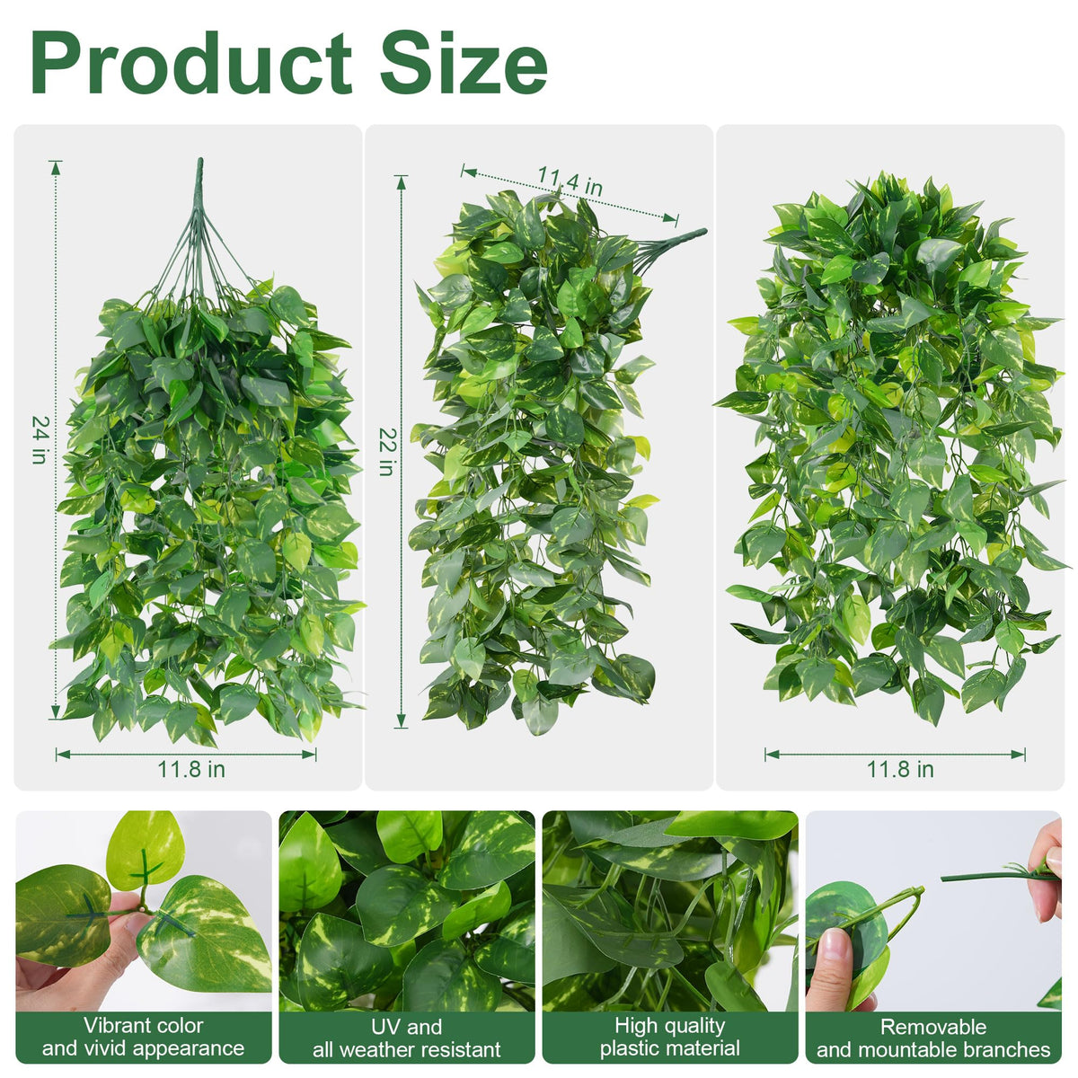 Ivydale faux pothos on a wall panel for greenery.