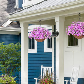 Ivydale flower basket on balcony enhances curb appeal