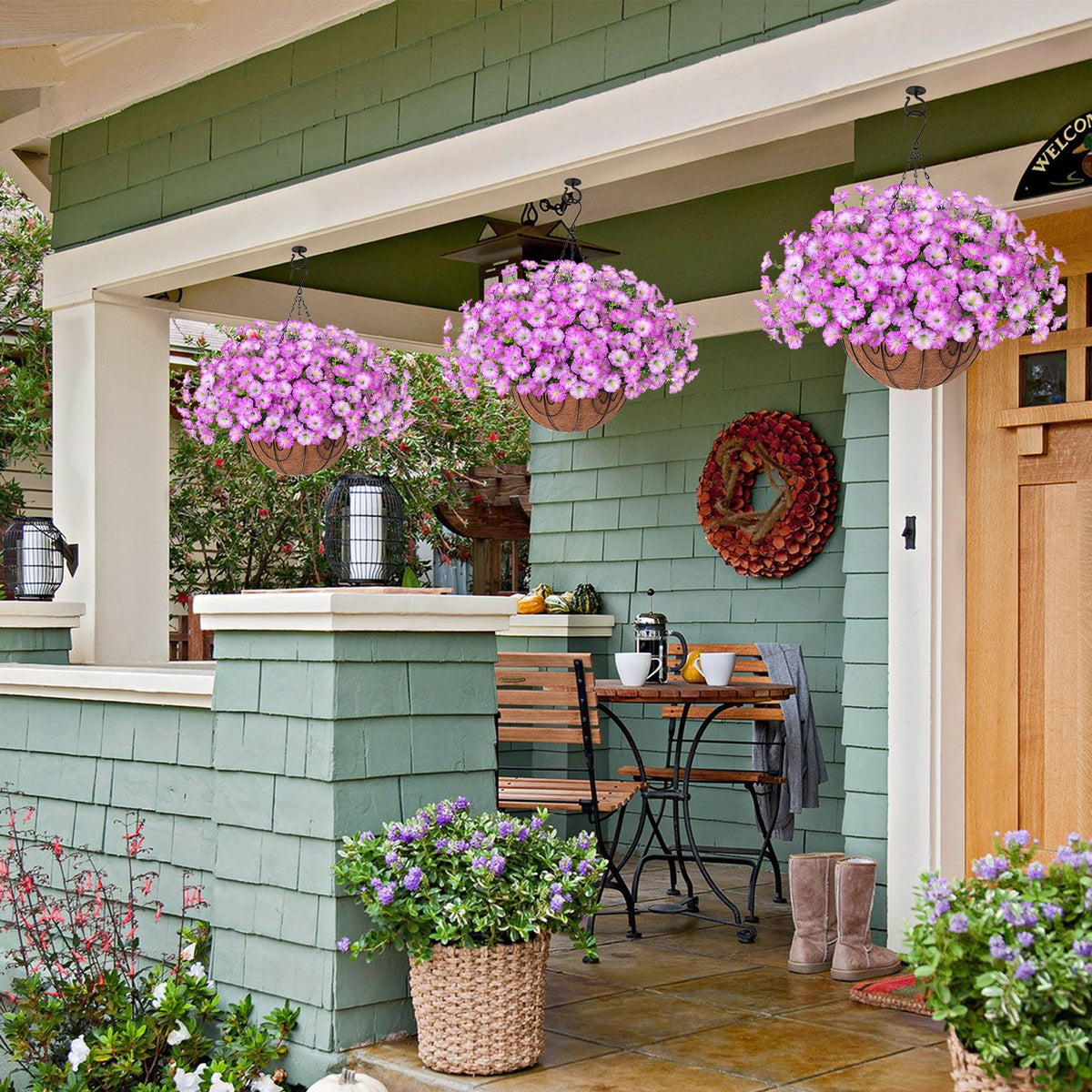 Ivydale hanging basket assembly showing easy setup for balcony or porch