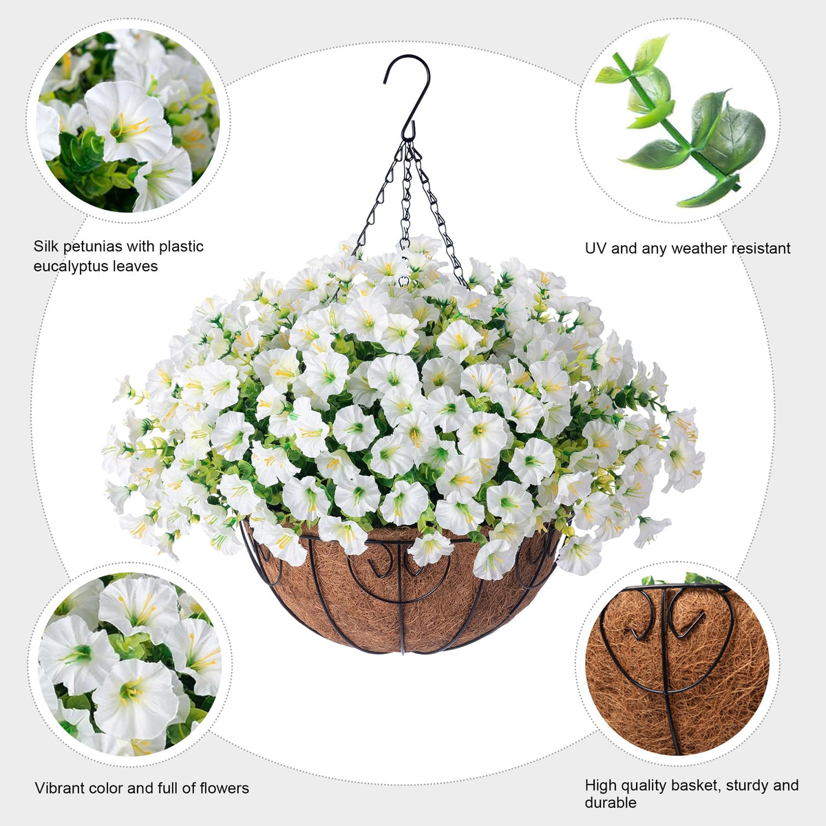 Ivydale hanging planters with chain enable easy, instant outdoor setup.