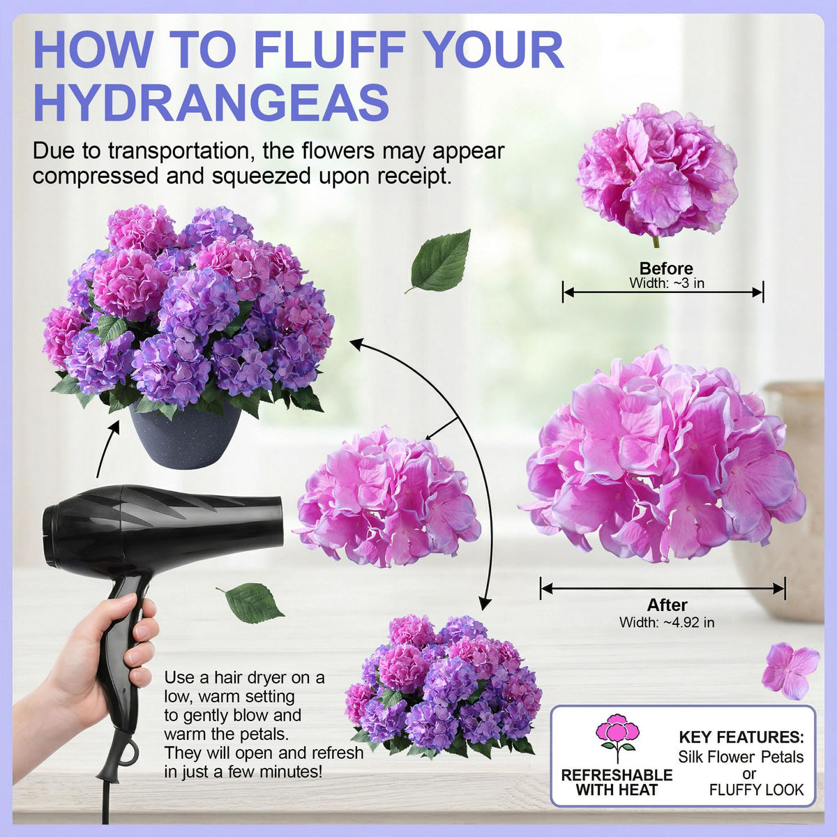 Ivydale hydrangea bouquet-formation purple fuchsia for versatile arrangements.