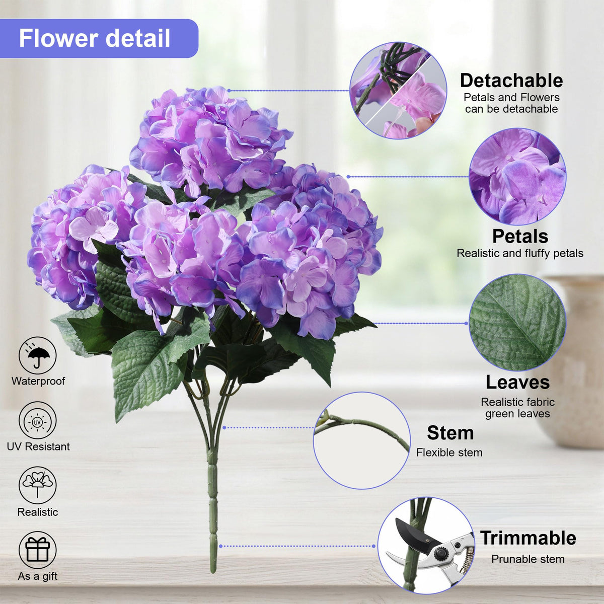 Ivydale hydrangea petals detail for wedding and party décor.