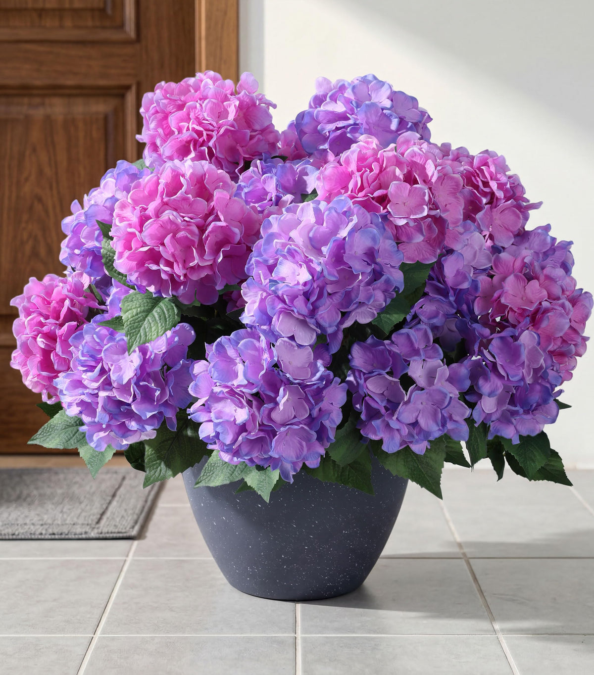 Ivydale hydrangea stem purple fuchsia with realistic texture for outdoor centerpieces.