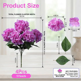 Ivydale hydrangea stem purple fuchsia close-up showing lifelike petals.