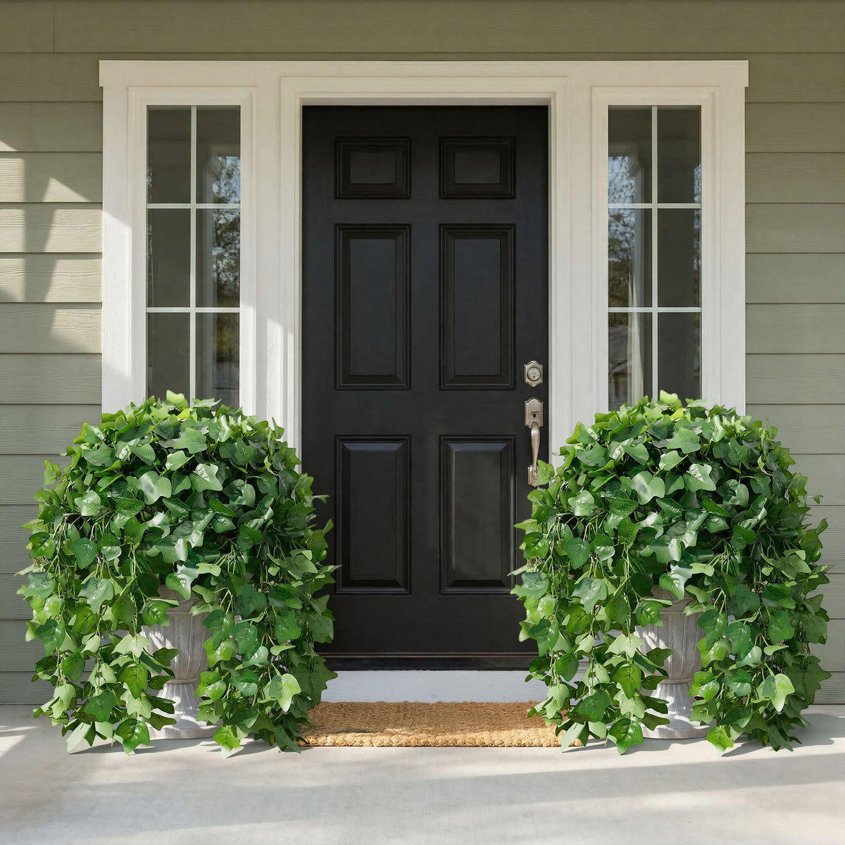 Ivydale ivy vine draped on porch for evergreen curb appeal.