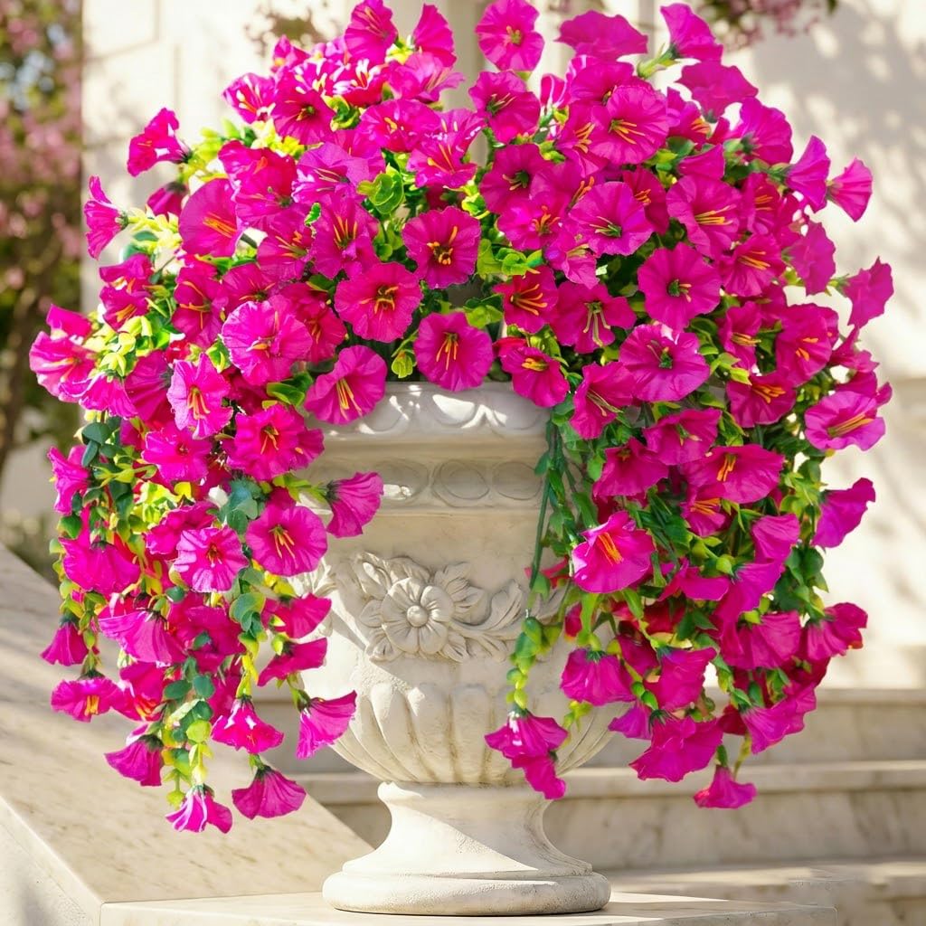 Ivydale Morning Glory hanging flowers full view for outdoor decor