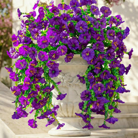 Ivydale morning glory hanging flowers purple with eucalyptus leaves for outdoor decor