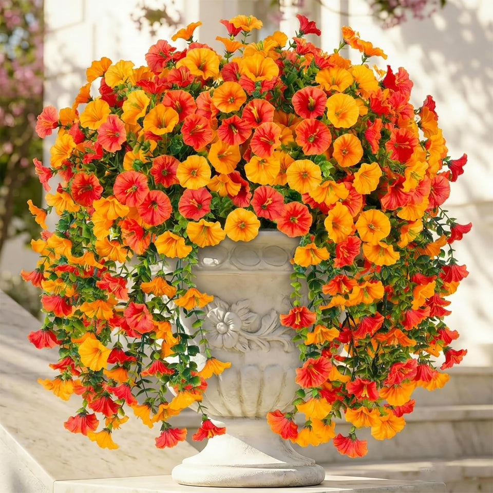Ivydale Morning Glory hanging flowers in yellow and orange for vibrant outdoor color.