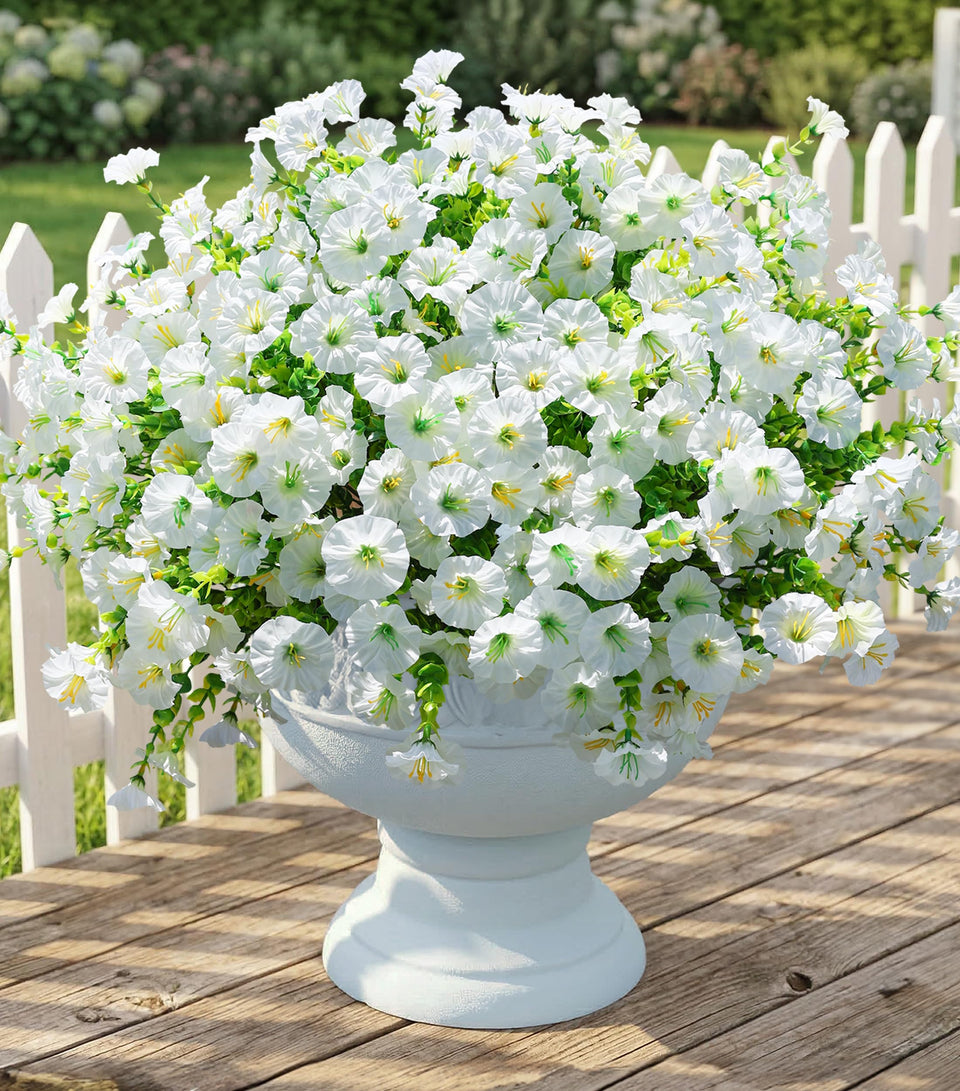 Ivydale morning glory bundle with eucalyptus leaves for outdoor decor stays vibrant.