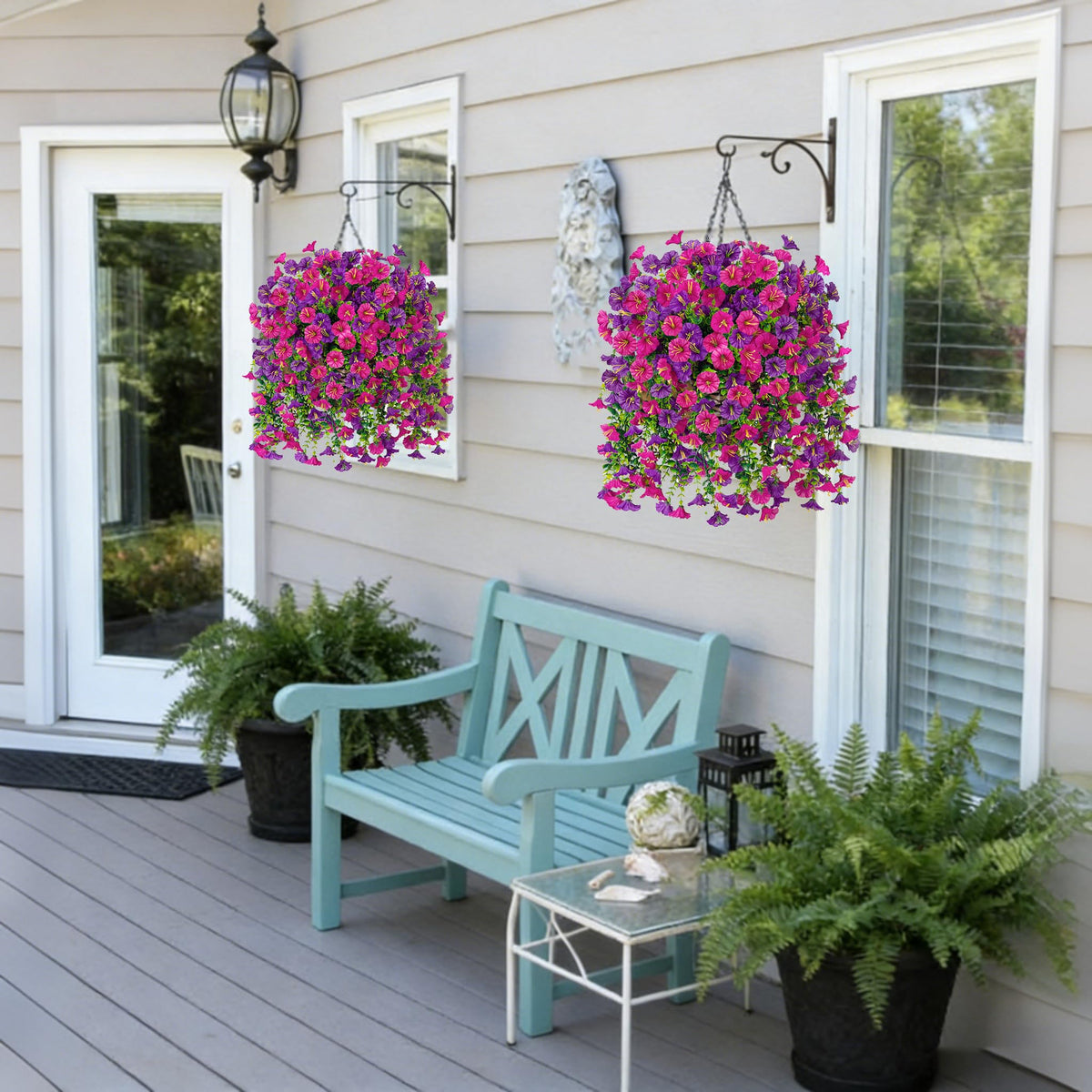 Ivydale outdoor decor hanging flowers frame windowsills with color.