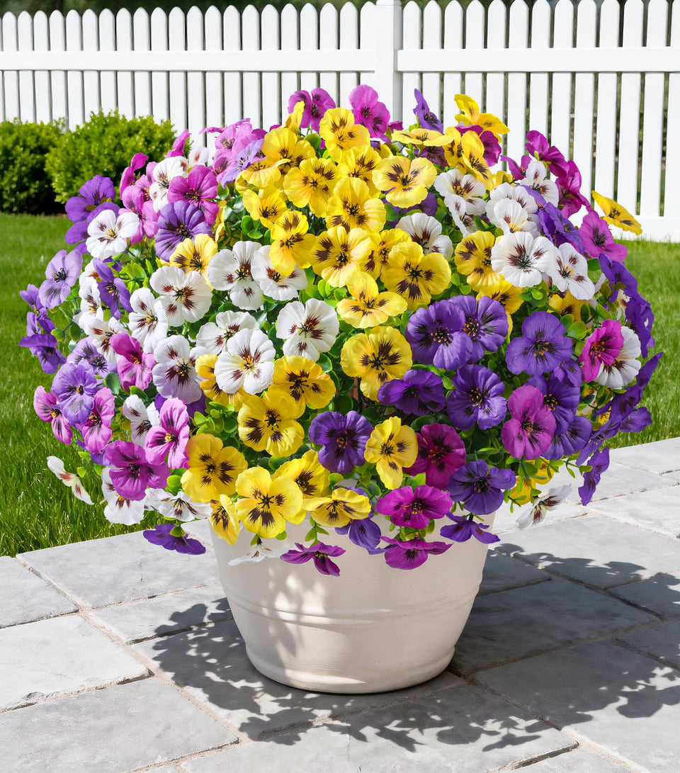 Ivydale 20-pack artificial pansies for outdoor display with vibrant, maintenance-free color.