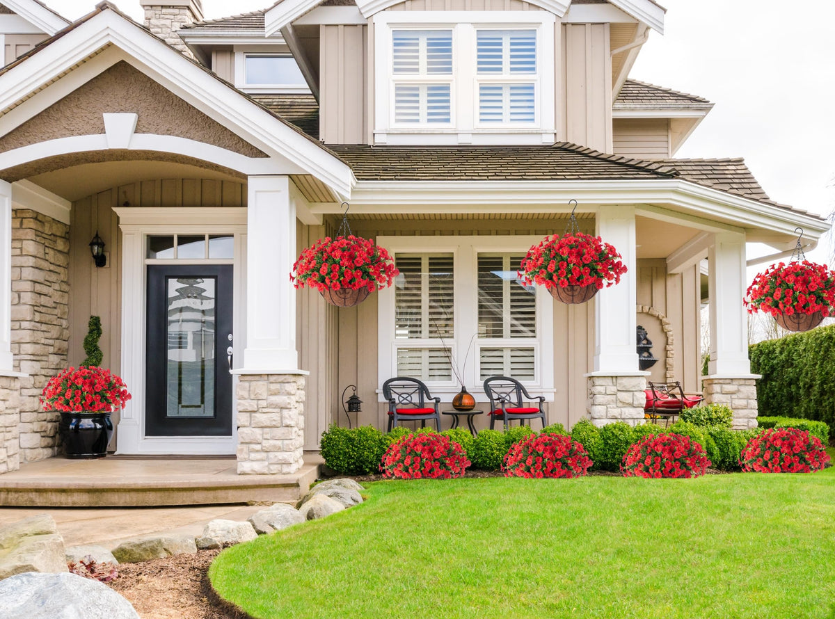 Ivydale realistic hanging flowers display for porch or balcony.