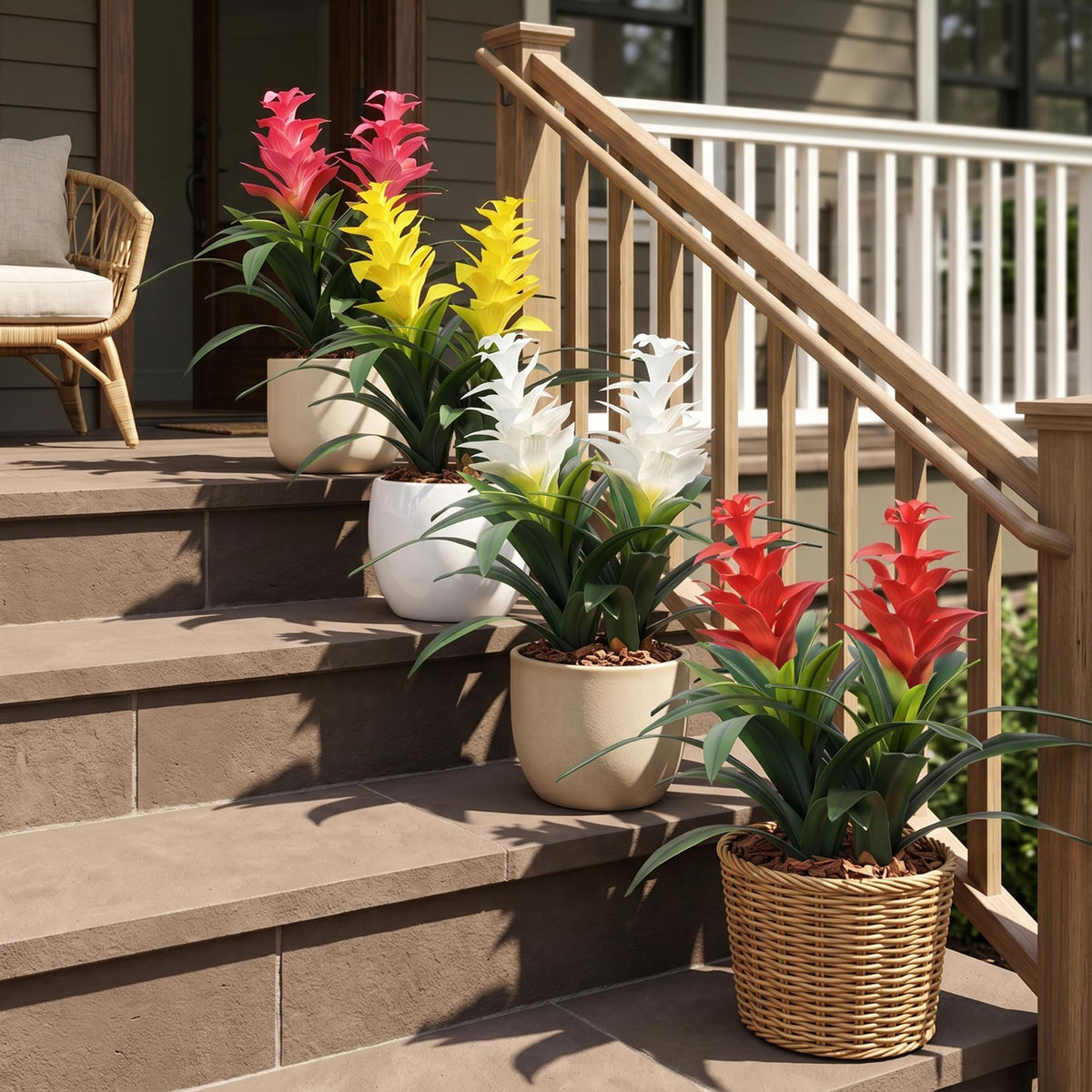 Ivydale red bromeliad artificial flowers UV resistant for outdoors