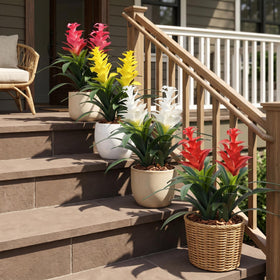 Ivydale red bromeliad artificial flowers UV resistant for outdoors