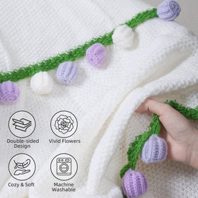 Ivydale rose-detail knit stitches highlight handmade charm and warmth.