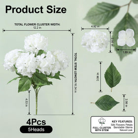 Ivydale white hydrangea blooms 18-inch height for bold home or wedding décor