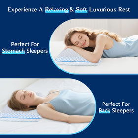 Iwacool Stomach Sleeping Pillow king size at 33 by 15.7 inches.