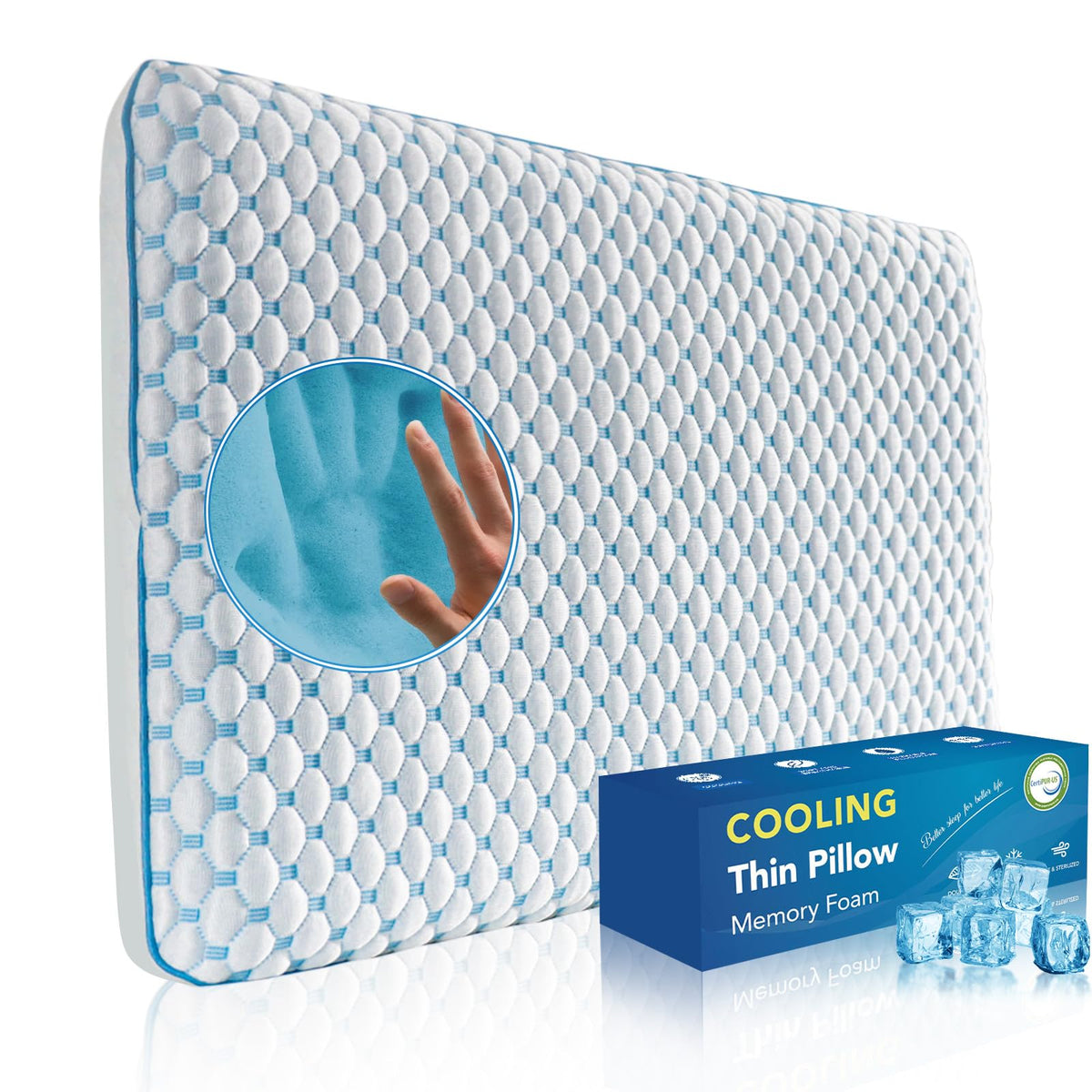 Iwacool Stomach Sleeping Pillow with cooling memory foam and ventilation for a cooler night
