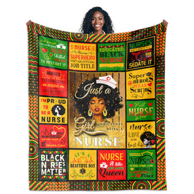 IWADNYI Black Nurse Blanket folded on a bed, showing cozy warmth after shifts.