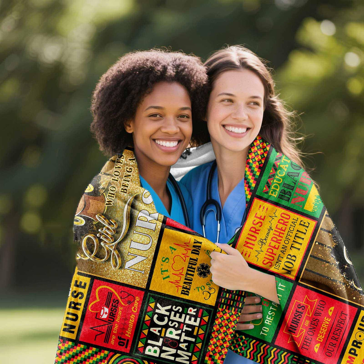 IWADNYI Pan-African colors design highlights vibrant pride for healthcare workers.