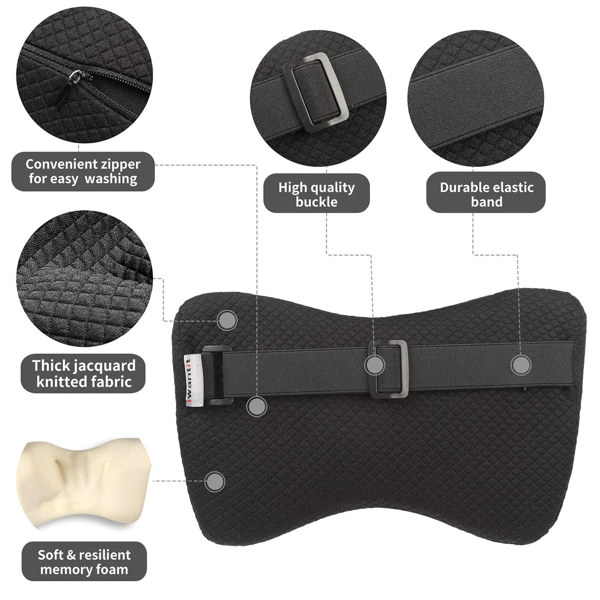 iwantit car neck pillow memory foam core detail highlighting high-density resilience
