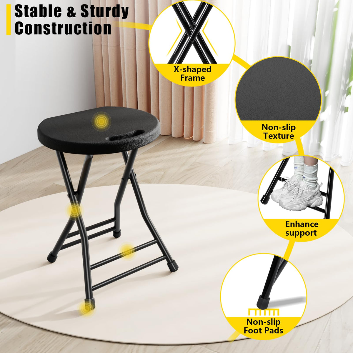 IWDOO honeycomb-seat folding stool offers comfortable seating for long use