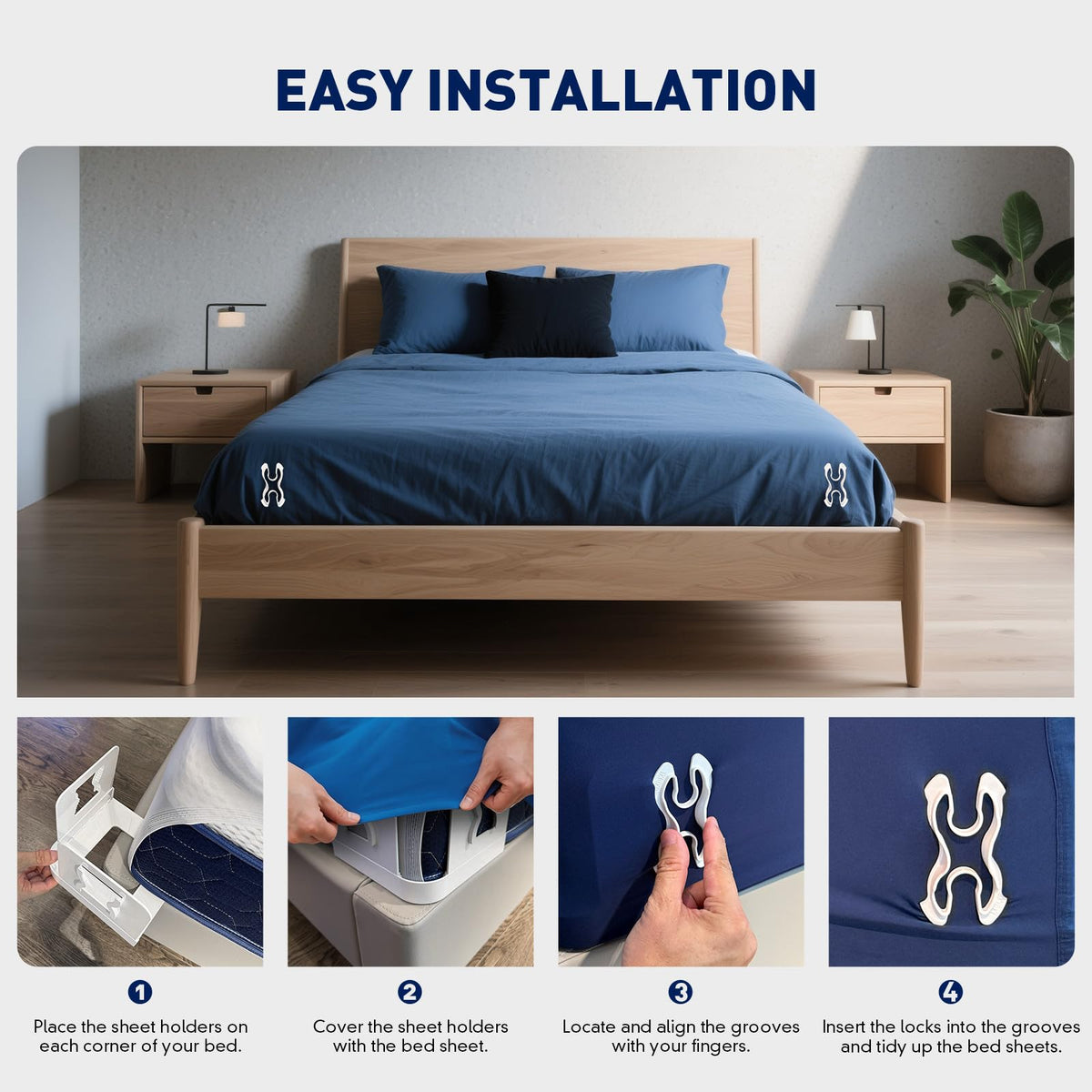 IXBIXB bed sheet holders corner anti-slip pad ensures reliable grip.
