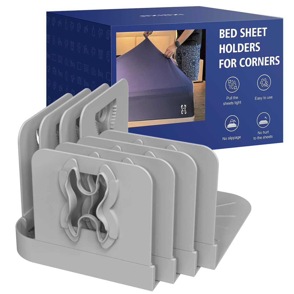 IXBIXB bed sheet holders lock corners to keep sheets secure