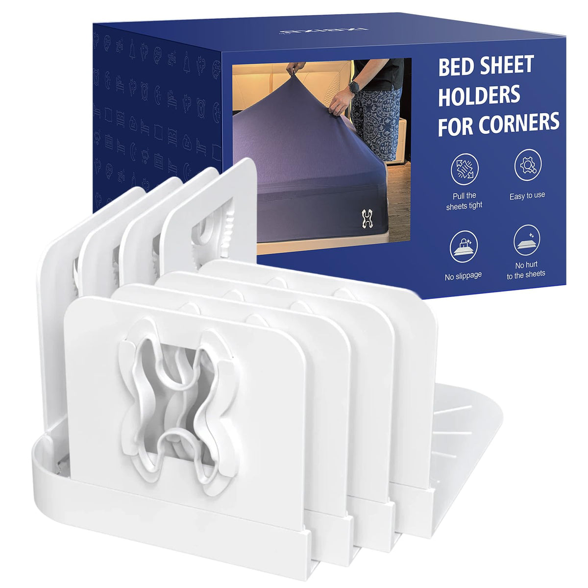 IXBIXB bed sheet holders corners set securely keep sheets in place for all-night stability.