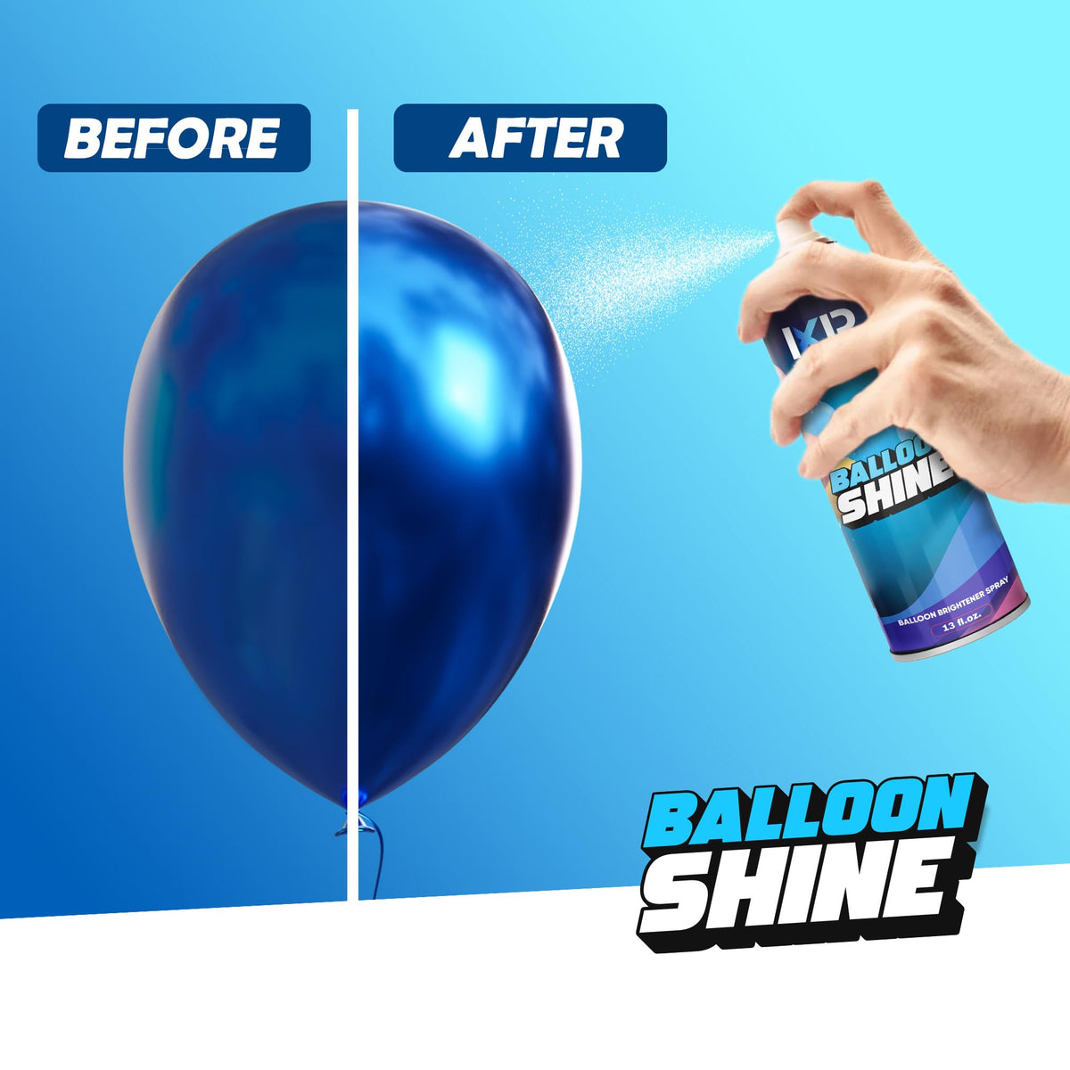 Close-up of glossy balloons treated with ixirpro Balloon Shine Spray for lasting shine.
