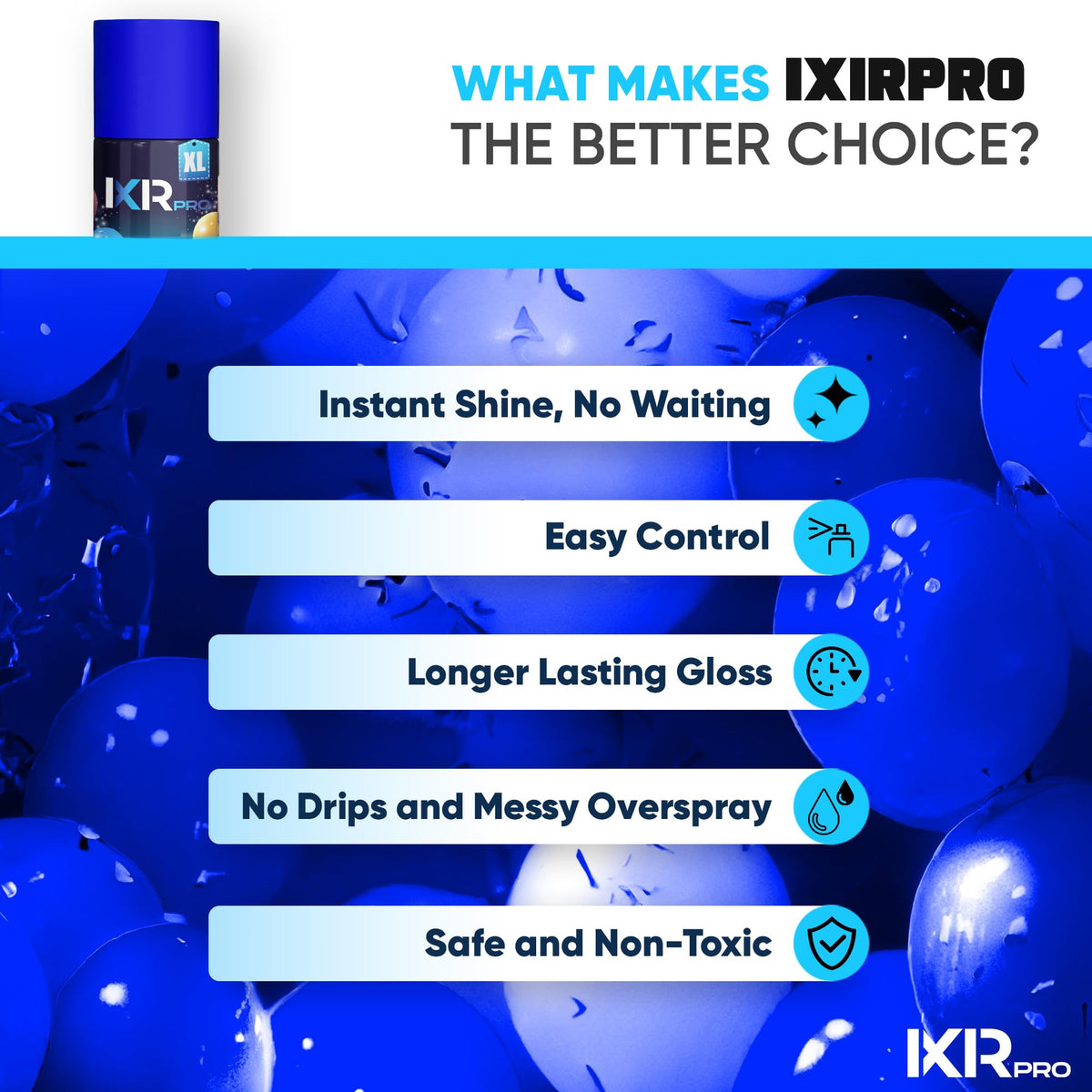 Packaging shows ixirpro 2 x 16.9 oz cans for decorating needs.