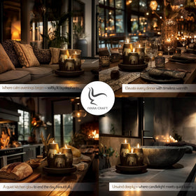 IYARA CRAFT elephant candle set in living room, cozy ambience for winter evenings.