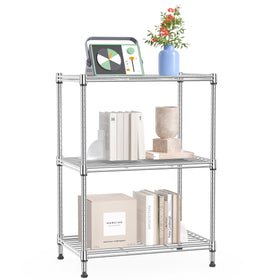 IZEUK 3-tier shelf chrome overview showing versatile home storage
