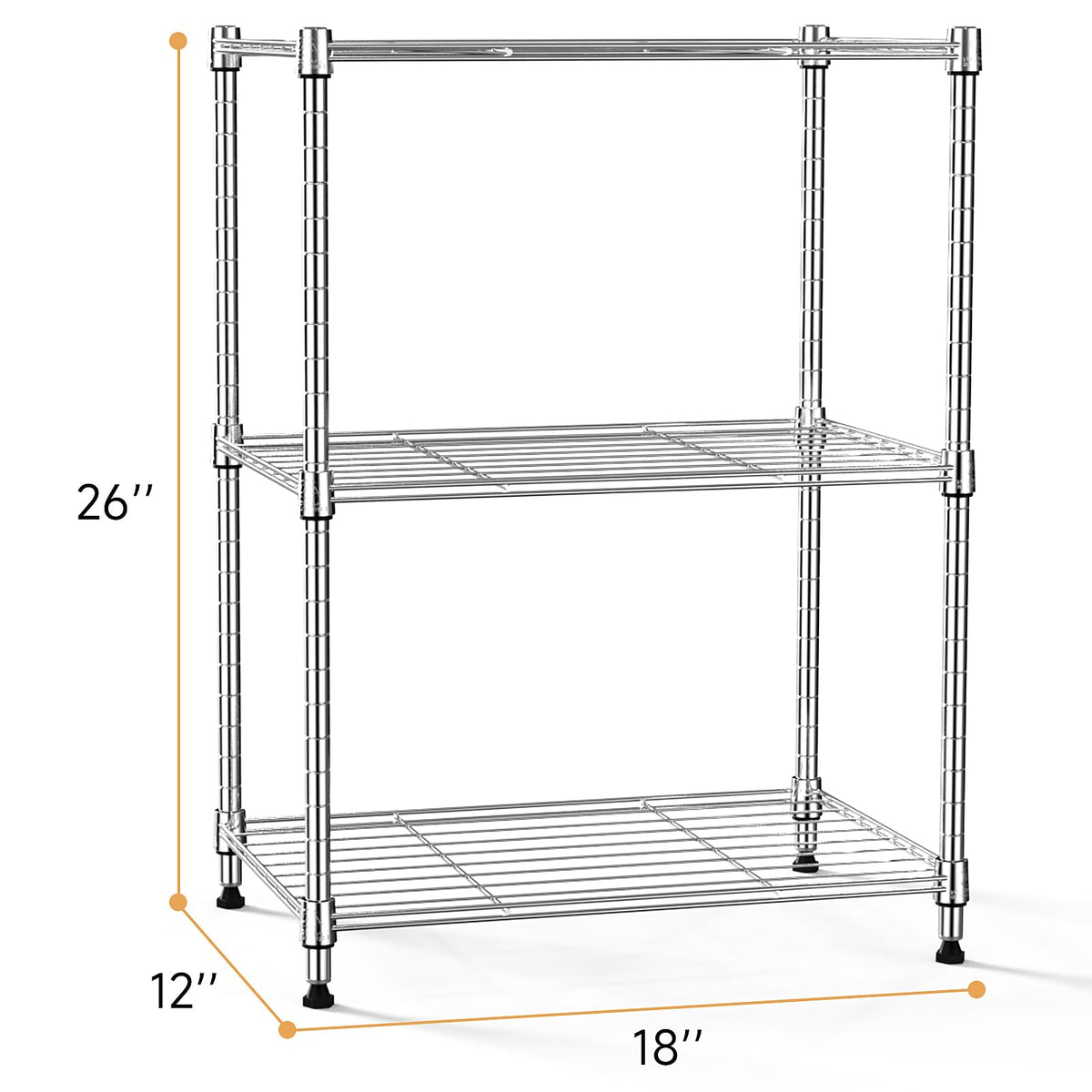 IZEUK 3-tier shelf sturdy wire frame highlights heavy-duty support